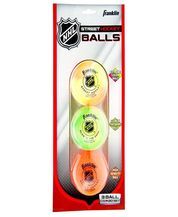 Набор из 3 мячей для уличного хоккея NHL Franklin Sports