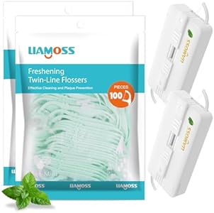 Mint Dental Flossers,Twin Line Unbreakable Handy 2 Case,Storage 10 Count Mint Flavor High Stretch Floss Picks,Soft Toothpicks Sticks,Don't Hurt Gum,Ultra Small Dental Tools for Clean Teeth(2Box,Green) Liamoss