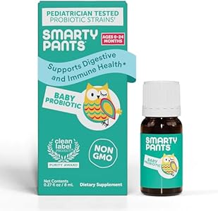 SmartyPants Baby Probiotic Drops (Капли): Probiotics for Digestive Health and Immune Support Supplement, for Infants 0-24 Months, Vegan, Gluten Free, Pediatrician Tested (30 Day Supply) SmartyPants