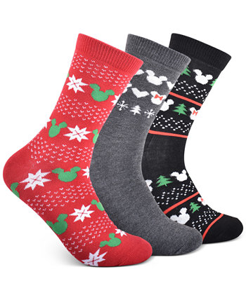 3-Pk. Mickey Mouse Nordic Holiday Crew Socks Planet Sox