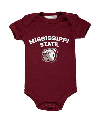 Infant Boys and Girls Maroon Mississippi State Bulldogs Arch & Logo Bodysuit Two Feet Ahead