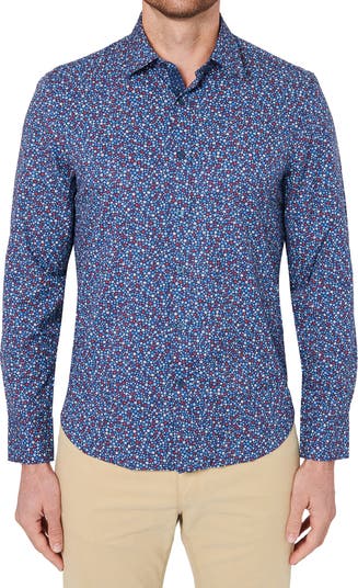Мини-рубашка с цветочным принтом, эластичная в 4 направлениях, облегающая рубашка CONSTRUCT