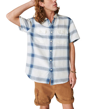 Мужская льняная рубашка в клетку с коротким рукавом для спецодежды Lucky Brand