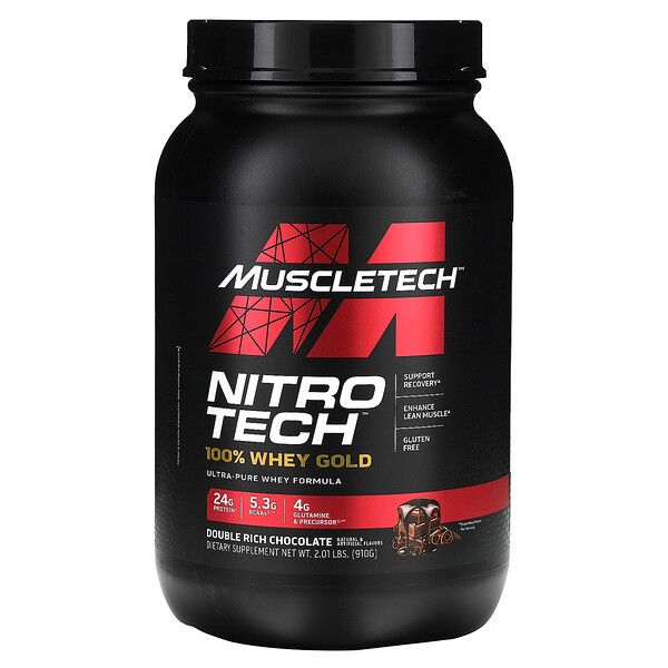 Performance Series, Nitro Tech, 100% Whey Gold, двойной насыщенный шоколад, 2,03 фунта (921 г) Muscletech