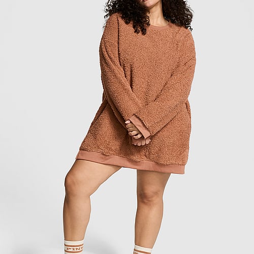 Co-ZZZy Fleece Long-Sleeve Dress Pink