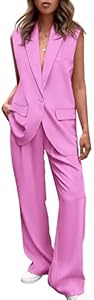 PRETTYGARDEN Women's 2 Piece Outfits Sleeveless Suit Vest and Wide Leg Pants Business Casual Blazer Sets PRETTYGARDEN