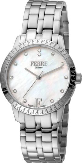 Женские часы Marianna с браслетом из нержавеющей стали с белым перламутровым циферблатом, 32 мм Ferre Milano