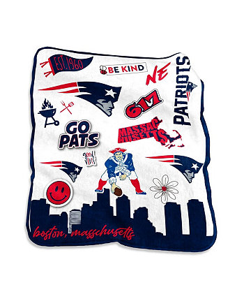 Плюшевое одеяло New England Patriots размером 50 x 60 дюймов Native Raschel Logo Brand