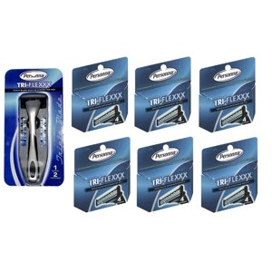 Men's Personna Tri-Flexxx Razor Blade Handle w/ 2 cartridges + Personna Tri-flexxx Triple Blade Refill Cartridges for Men 4 ct. (Pack of 6) + Yes to Coconuts Moisturizing Single Use Mask Personna