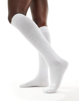 ASOS DESIGN ribbed knee high socks in white ASOS DESIGN
