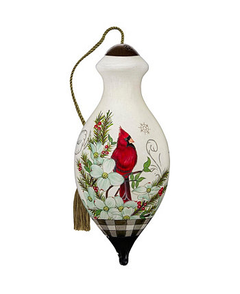 Ne'Qwa Art 7221128 Regal Winter Cardinal Hand-Painted Blown Glass Ornament Precious Moments