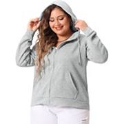 Women Plus Size Hooded Zip-up Long Sleeve Sweatshirts Pockets Sweaters Jacket Agnes Orinda