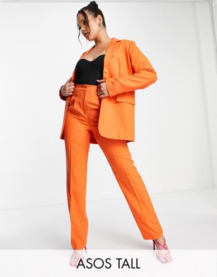 Оранжевые мужские костюмные брюки с резинкой на талии ASOS DESIGN Tall ASOS Tall