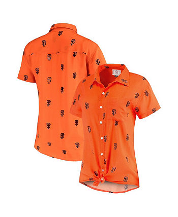 Женская рубашка на пуговицах Orange San Francisco Giants All Over Logos FOCO