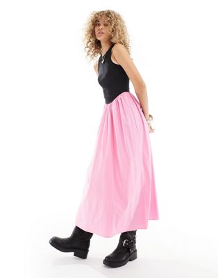 Черно-розовое платье-майка миди с пышной юбкой и пышной юбкой Urban Revivo Urban Revivo