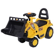 HOMCOM Ride On Toy Bulldozer with Bucket Horn Steering Wheel for Toddlers Yellow HomCom