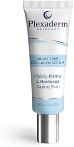 Plexaderm 15 mL Night Time Collagen Serum for Firmer, Fuller, more Youthful Looking Skin, Anti-Aging Collagen & Peptide Serum for Women & Men, Paraben-Free, Developed in the USA Plexaderm