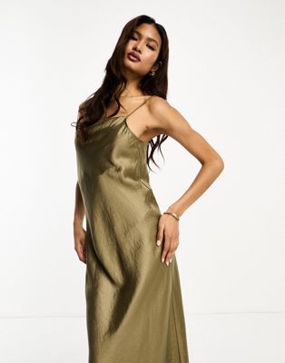 Золотое атласное платье-комбинация Selected Femme Selected