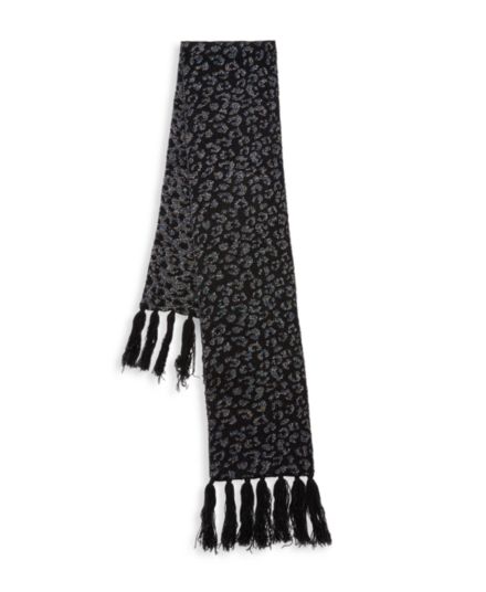 Детский жаккардовый вязаный шарф из искусственного меха с бахромой и кашемиром с люрексом JOCELYN