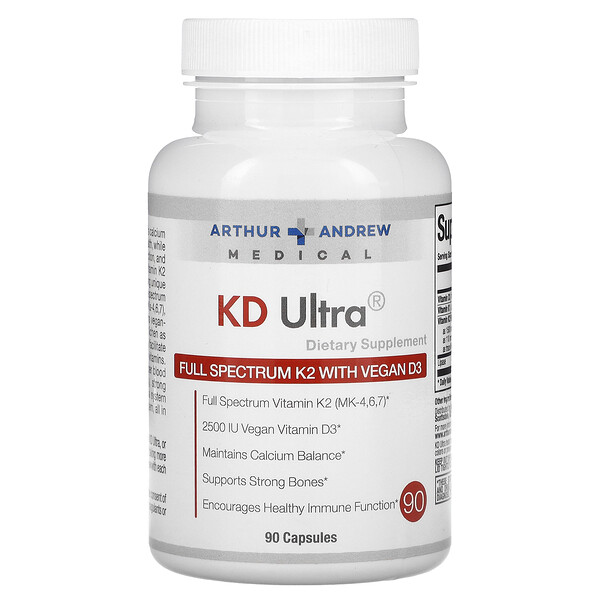 KD Ultra, Full Spectrum K2 with Vegan D3, 90 Capsules (Капсулы) Arthur Andrew Medical