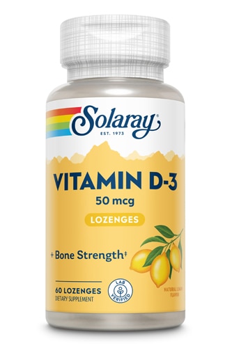 Solaray Витамин D-3 Лимон – 50 мкг – 60 пастилок Solaray