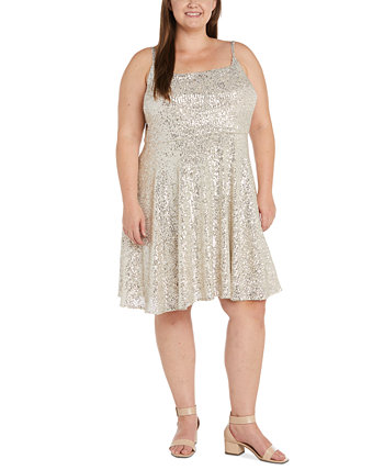 Модное платье с плиссированной юбкой больших размеров с пайетками Morgan & Co.