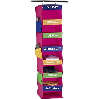 Kids Closet Organizer - Daily Activity Kids Hanging Rack - 7 Shelf Storage Portable Cloth Organizer Home I