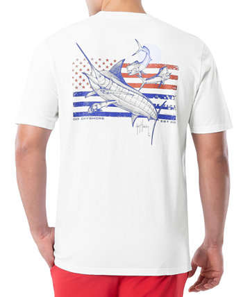 Мужская футболка Go Offshore со звездами и полосками и графическим логотипом Guy Harvey