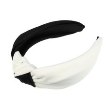 Top Knot Headband For Women Fashion Elastic Wide Hair Hoop Black White Unique Bargains