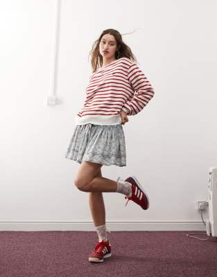 Noisy May long sleeve heavyweight top in white and red stripe Noisy May