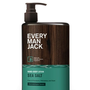 Every Man Jack Mens Sea Salt Hand & Body Lotion for All Skin Types - Dermatologist Tested & Hypoallergenic - Nourish Skin with Lightweight Fast Absorbing Natural Lotion - 13.5oz Every Man Jack