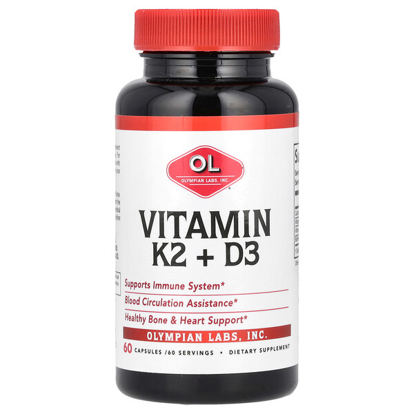 Витамин K2 + D3 - 60 капсул - Olympian Labs Olympian Labs