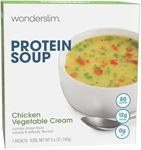 WonderSlim Protein Soup, Chicken Noodle, 70 Calories, 12g Protein, No Fat, Low Carb (7ct) WonderSlim