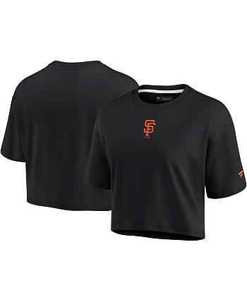 Женская черная укороченная футболка San Francisco Giants Super Soft с короткими рукавами Fanatics Signature