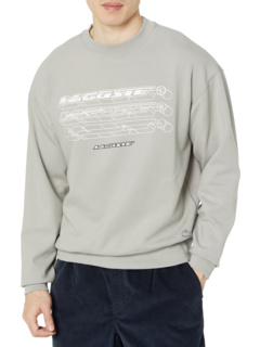 Long Sleeve Loose Fit Double Face Front Graphic Crew Neck Sweatshirt Lacoste