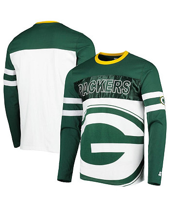 Мужская зелено-белая футболка с длинным рукавом Green Bay Packers Halftime Starter