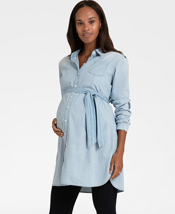 Women's Cotton Chambray Belted Maternity Tunic Seraphine