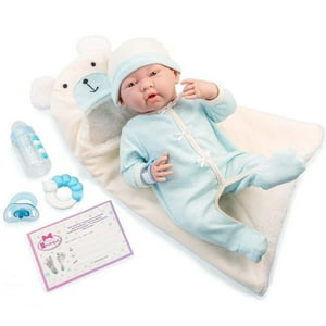 JC Toys, Soft Body La Newborn 15.5 inches Baby Doll - Blue Bear Bunting Gift Set JC Toys