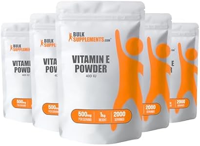 BulkSupplements.com Vitamin E 400 IU Powder (Порошок) - as D-Alpha Tocopherol, Vitamin E Supplements, Vitamin E Powder - Gluten Free, 500mg per Serving (Порция), 100g (3.5 oz (Унции)) (Pack of 1) BulkSupplements