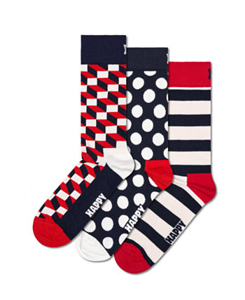 Комплект из 3 классических носков с наполнителем и оптикой Happy Socks