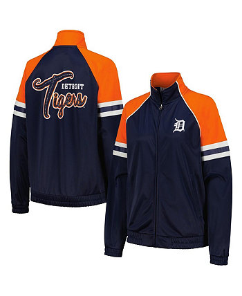 Женская темно-синяя спортивная куртка с молнией во всю длину и реглан Detroit Tigers First Place G-III