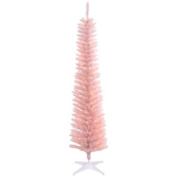 Homcom 7ft Pencil Artificial Christmas Tree With Colorful Led Lights HomCom