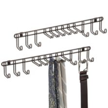 mDesign Metal Wall Mount Storage Rack for Ties, Belts, 12 Hooks, 2 Pack MDesign