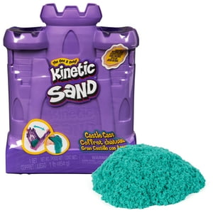 Kinetic Sand, Castle Case with Play Area, 1lb Teal Play Sand Kinetic Sand