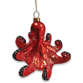 Pacific Octopus Blown Glass Christmas Ornament, Sea Animal Creature OrnamentallyYou