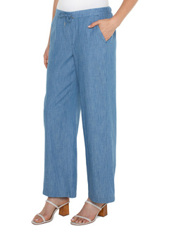Свободные широкие брюки из шамбре со средней посадкой и завязками на талии, 30 дюймов Liverpool Los Angeles