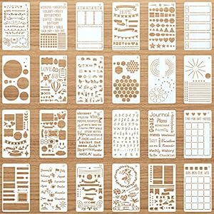 Zonon 24 Pieces Journal Stencils 4x7 Inch Planner DIY Drawing Template for Journals Supplies Kit Daily Weekly Monthly Calendars Notebook Productivity Scrapbook Lists, Letters, Numbers, Habit Zonon