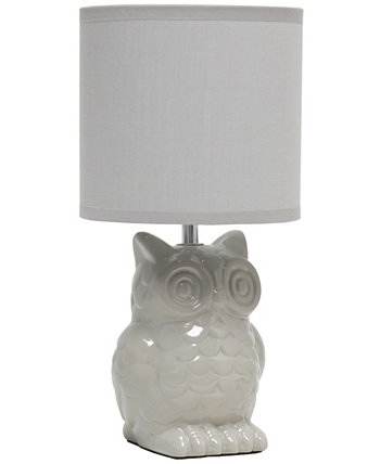 12.8" Tall Contemporary Ceramic Owl Bedside Table Desk Lamp with Matching Fabric Shade Simple Designs