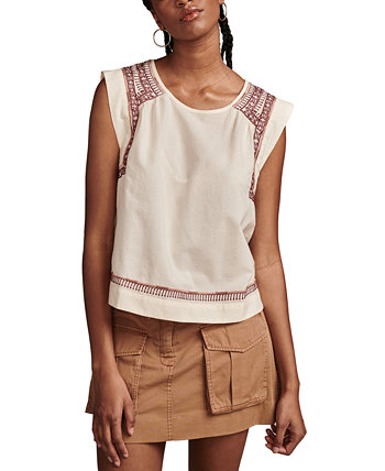 Women's Embroidered High-Low Cotton Sleeveless Blouse Lucky Brand