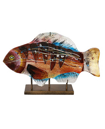 18-дюймовая рыба с подставкой с золотым поцелуем Jasmine Art Glass